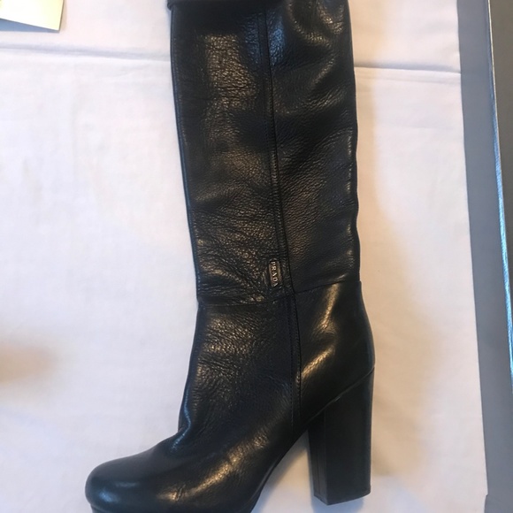NIB Vintage Prada Cervo Shine High Heeled Boots in Black Sz. 39 - Picture 2 of 7